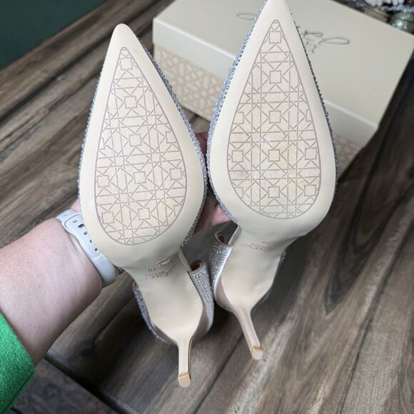 NEW Jewel Badglay Mischka Heels Pump Sz 10 Sparkle Wedding Holiday Rhinestones - Picture 5 of 7